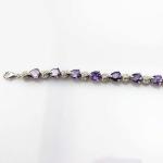 Sterling Silver Created Amethyst Clear CZ Diamonds Tennis Bracelet(B02PURPLE)