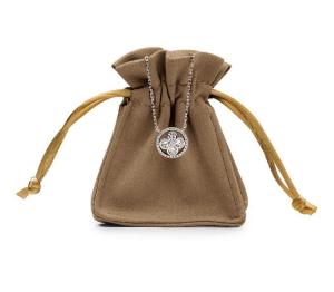 Quality Brown Microfiber Fabric Drawstring Gift Bags 13x18cm For Bracelet wholesale