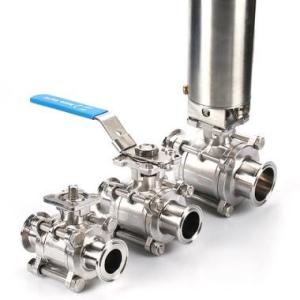 Quality Manual SS304 Stainless Steel Sanitary Valves 3 PCS Ball Valve wholesale