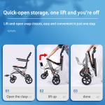 Airplane use Foldable manual light weight travel transport wheelchair
