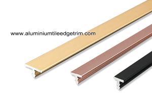 Quality Anodised Aluminium T Moulding Trim Profile For Display Cabinet / Wardrobe Door wholesale
