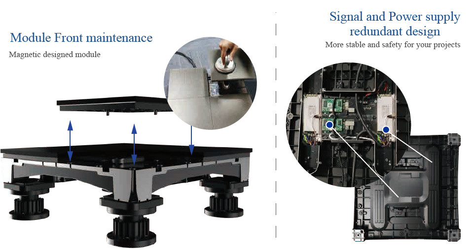Die-cast Aluminum Load Bearing 2200kg Interactive LED Floor Display Solutions