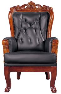 Quality luxury office solid wood four legs genuine leather chairman chair furniture wholesale
