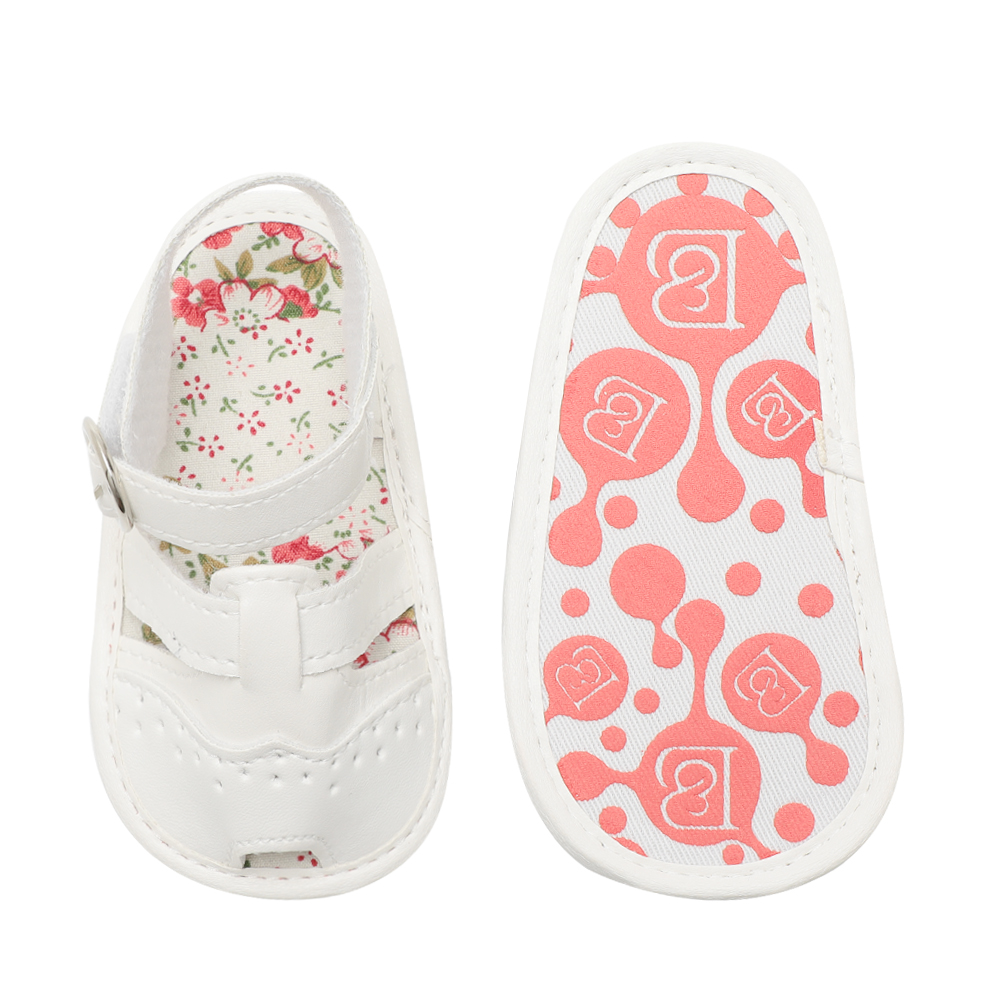 New designed PU leather cotton sole Printed flower 0-2 years girls prewalker infant sandals