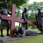 Bronze Jesus Crucifix Statue 14 Stations of the Cross Sculpture Metal Religious