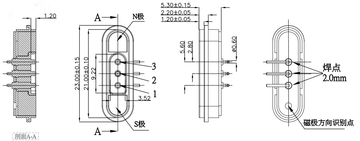 5A 3 Pin Magnetic Connector Right Angle Magnetic Pogo Pin Connectors 2.80mm Pitch