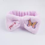Pink Red Black Wash Face Elastic Hair Band Cute Butterfly Bow Soft Makeup
