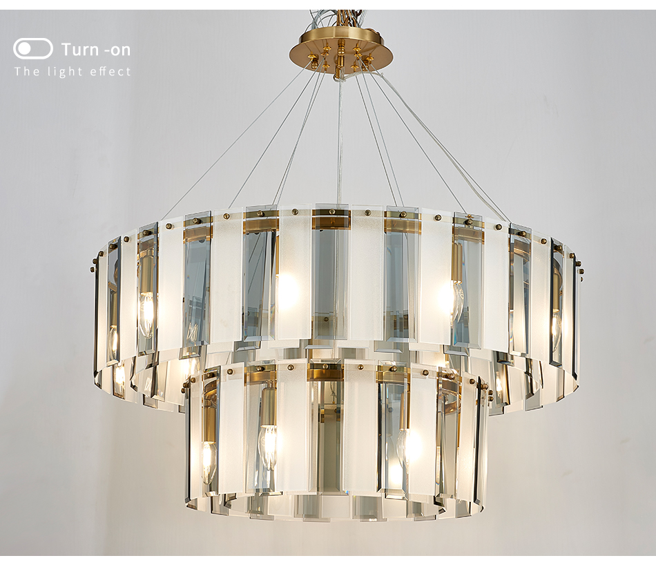 Living room home decor double layer led luxury crystal round chandelier lighting(WH-CY-228)