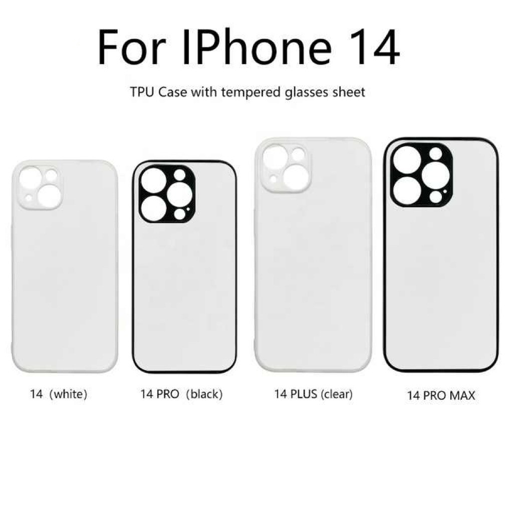 Blank 2D Sublimation Glass Mobile Phone Case TPU PC Tempered Glass Mobile Case For IPhone 14 15 16 Pro Max Plus