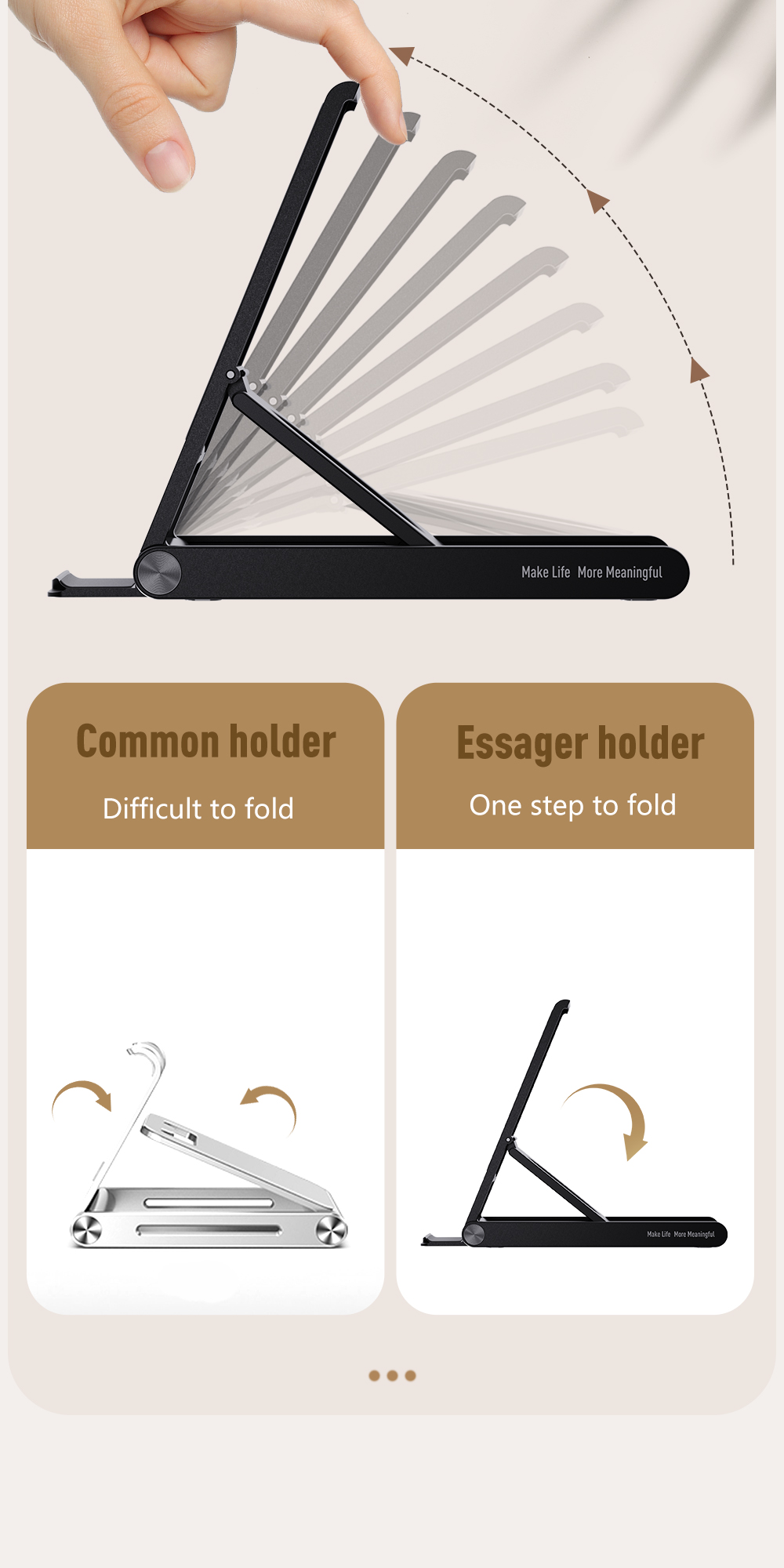 OEM Desktop Phone Holder Foldable Multi Angle Adjustable Non Slip For Cell Phone