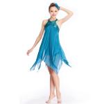 Sequins Halter Neck Lyrical Dance Wear Dress Two Layers Dance Costumes Back