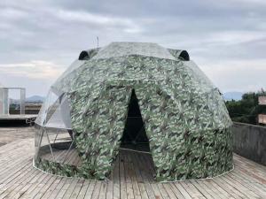 Quality Camouflage Outdoor Hotel Steel 5M Geodesic Dome Tent UV Resistance Dome Camping Tent wholesale