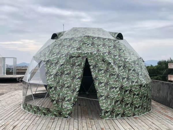 Camouflage Outdoor Hotel Steel 5M Geodesic Dome Tent UV Resistance Dome Camping