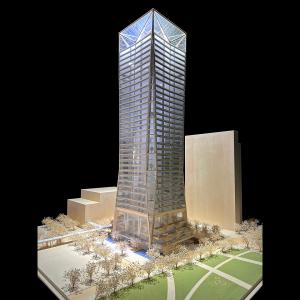 Quality 1/200 scale Wooden Miniature Skyscraper Model Qianhai Office Building Project wholesale