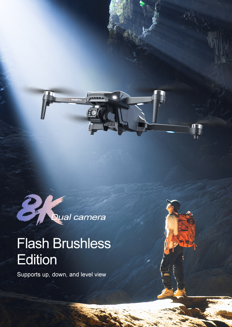 Rg608 Pro Uav Hd 8k Dual Camera Uav Optical Flow Dual Camera Lift Obstacle Avoidance Aircraft Night Aerial Photography Z