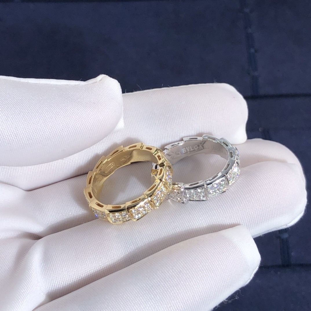 Hot Fine Jewelry High-End High Quality 18k Pure Gold Natural Diamonds Serpenti Viper Ring