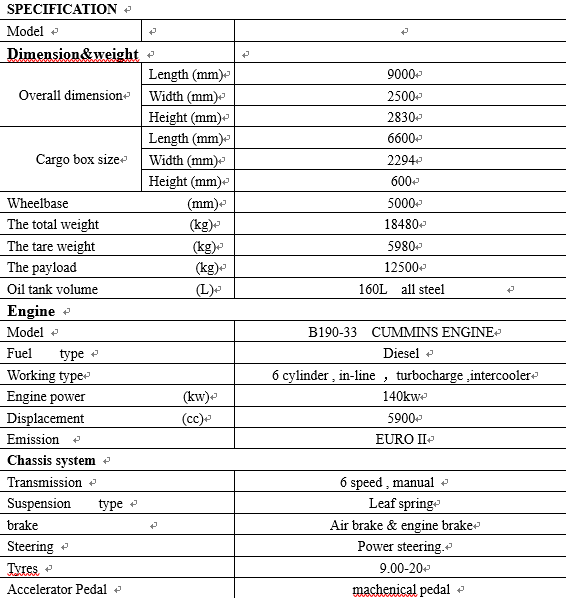 10Ton Tipper Cargo Truck Cummins Diesel Engine Manual Transmission and Left Steering