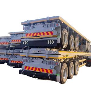 Quality High Efficiency Shipping Container Semi-Trailer Blue 30-80 Tons 2 3 4 Axles Flatbed Semi Trailer wholesale