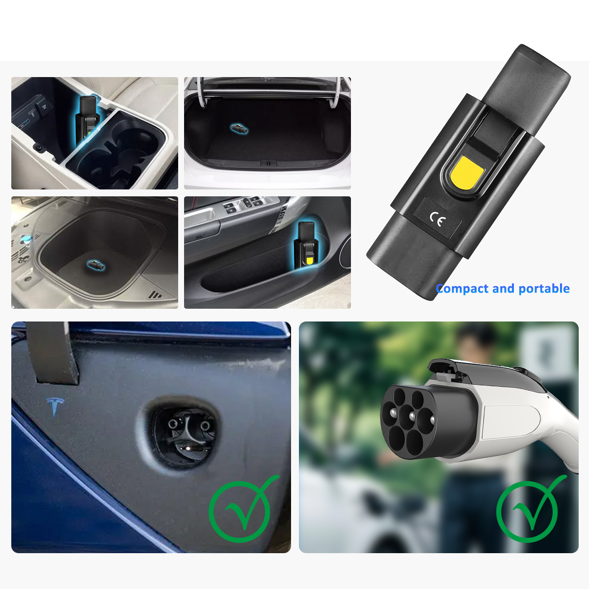 32A 220v Waterproof Portable Charging Adapters for Electric Vehicles Condition 7kw PC Copper NACS Type2 to Tesla 32A Chargers