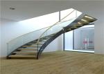 Solid Wood Tread Curved Wood Stairs Stainless Steel Inside / Outside