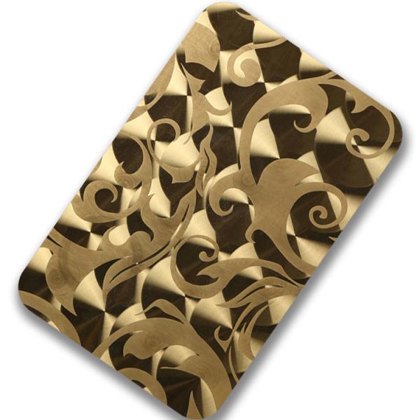 Cheap AISI 304 Gold 3D Laser Finish Stainless Steel Color Sheets For Wall Panel Decoration for sale