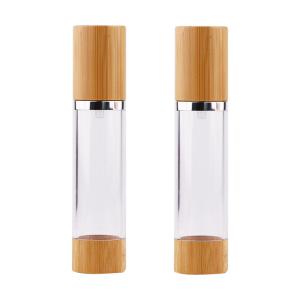 Quality Plastic Dispenser Lotion Cosmetic Airless Bottle With Bamboo Pump wholesale