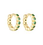 18K Gold Plated Baby Emerald CZ Huggie Earrings For Girls Everyday Jewelry