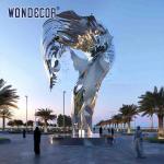 Large outdoor square forged metal modern irregular geometric stainless steel