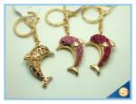 Novelty Dolphin Shape Crystal Lovely Metal Key Chains Women Bag Accessories
