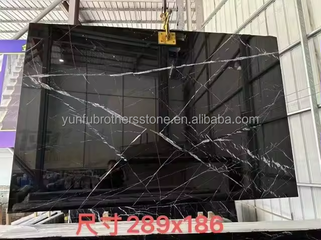 Modern Nero Marquina Black White Stipe Marble Polished Natural Big Slabs for Indoor Hotel Villa