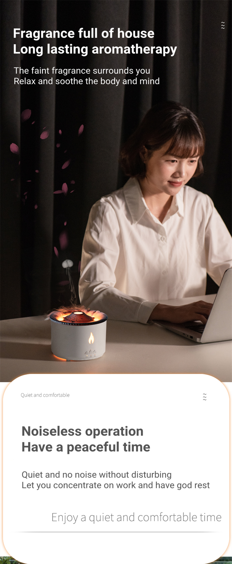 New Upgrade Simulation Blue Flame Volcano Aromatherapy Diffuser 360ml Jellyfish Mist Air Humidifier for Home Office Spa