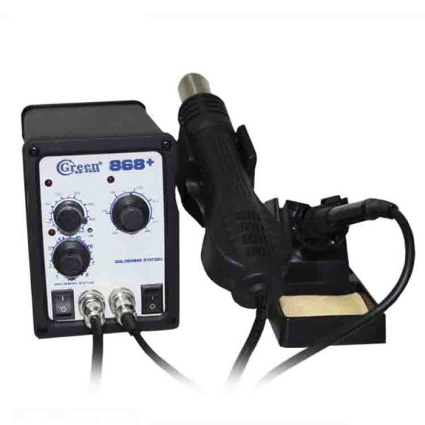 Two In One Hot Air Rework Soldering Station With Brushless Fan Soft Wind Green