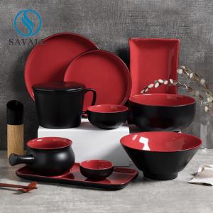 Quality Savall Vintage Red Colored Porcelain Dinnerware Set for Restaurant wholesale