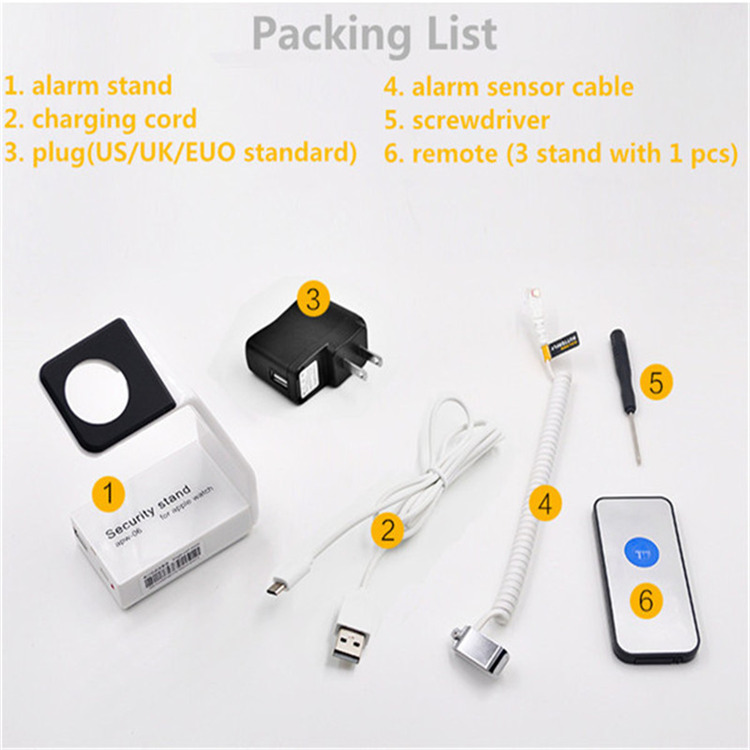 5v 1A power supply independent security alarm unit smart watch remote control display stand