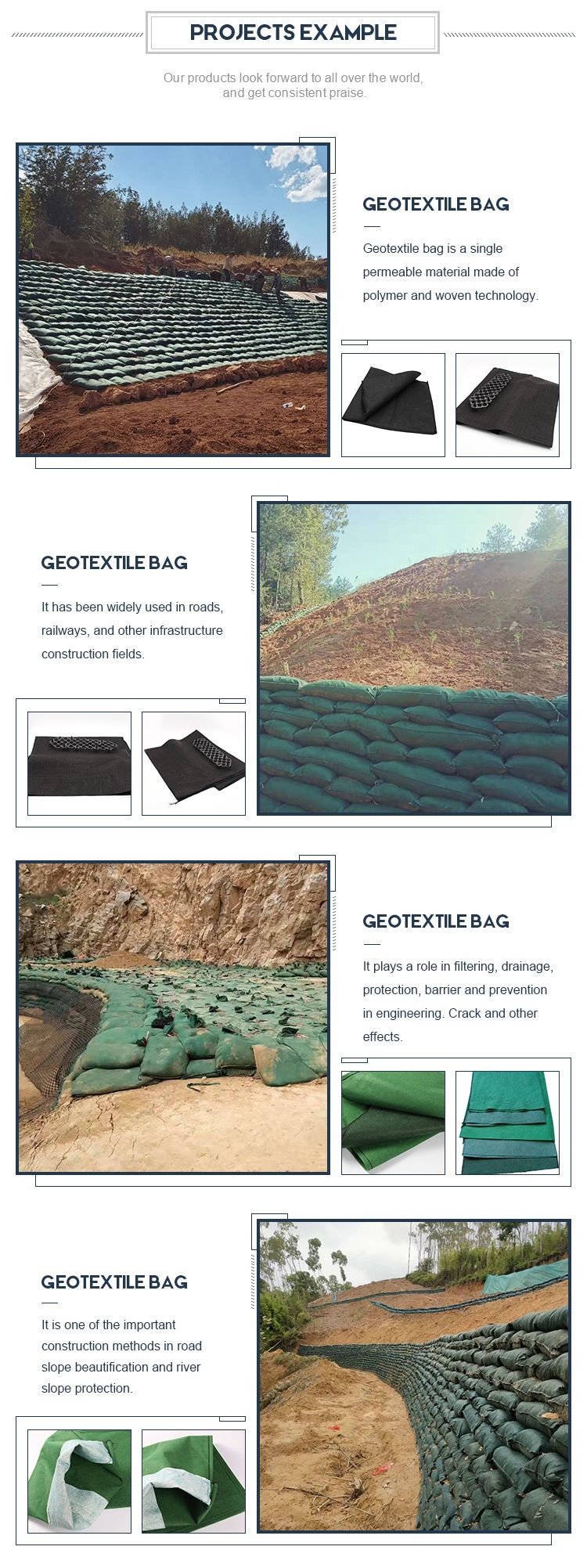 Seawall Geotextile Geobags Polyester Non Woven Geotube Eco Friendly