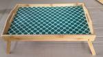 bamboo wood serving tray with metal handle