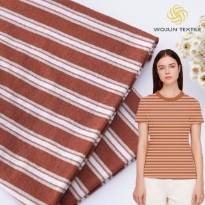 Quality Good Texture Ramie Striped Cotton Jersey 190gsm Knit Combed Cotton Fabric For Casual Shirt wholesale