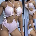 Hot Stamping Ladies One Piece Swimsuit Hot Pink One Piece Bathing Suit Special