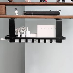 Quality Convenient Hook Type Desk Cable Management Tray Bending Metal Wire Cable Holder Black wholesale