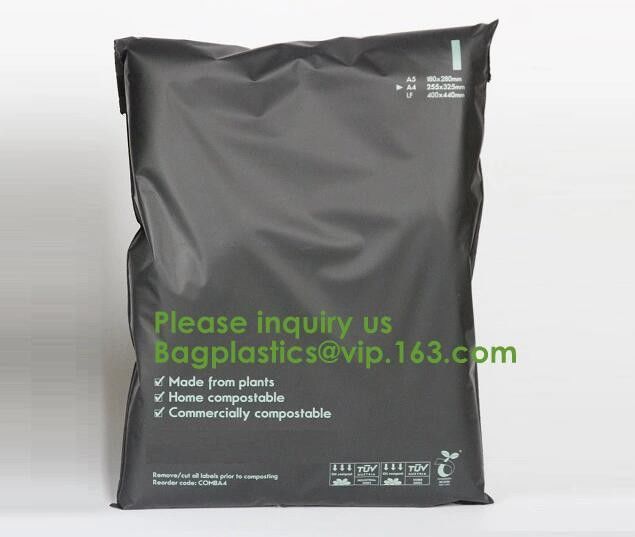 Biodegradable compostable plastic courier shipping envelope custom 10x13 matte black poly mailers bag bagplastics bageas