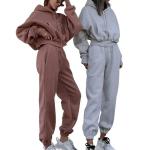 Autumn Winter Jogger Jumper Gym Workout Women Fall 2 Piece Set Crop Top Oversize