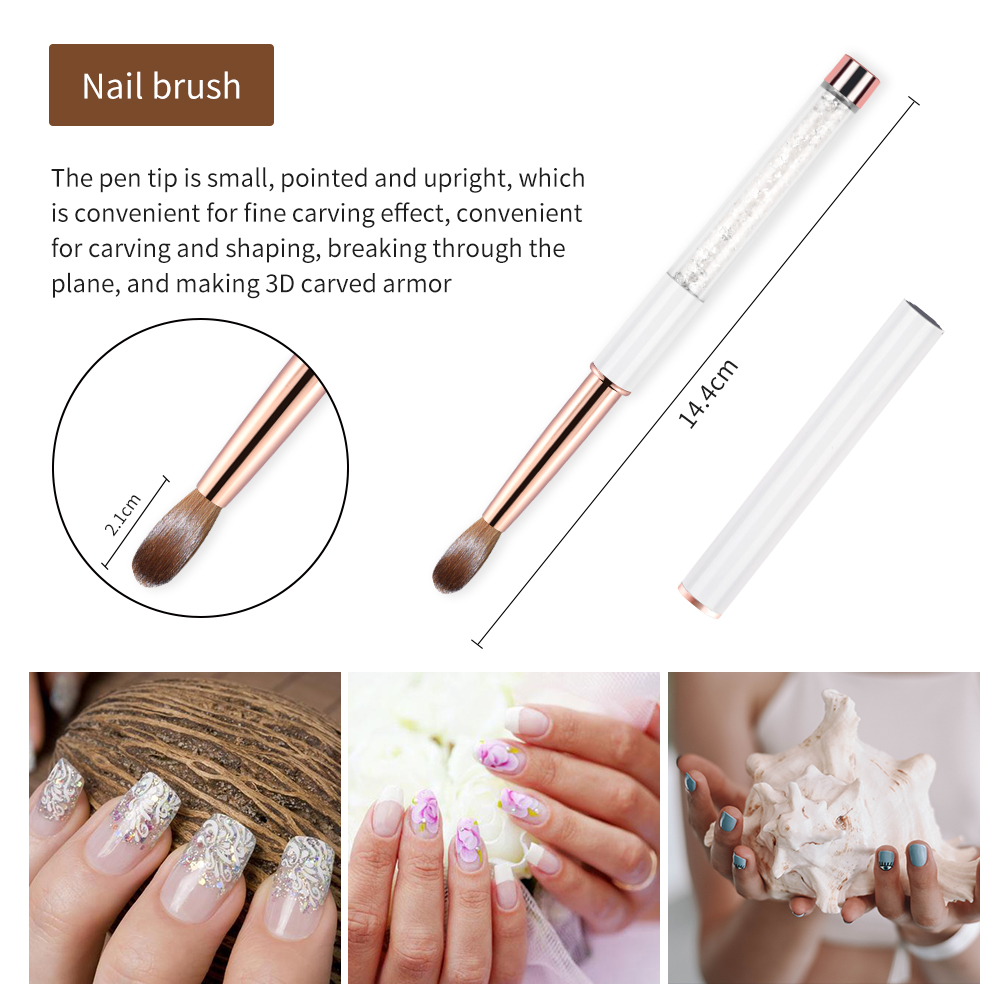 Crystal Rhinestone Acrylic Nail Brush Plastic Tube Size 6 Nail Art Brush