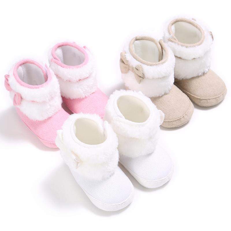 2019 winter Warm plush Bowknot 0-2 years Princess baby boots