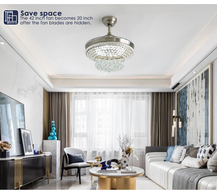 15cm Suspender Length Decorative Retractable Ceiling Fan with LED Lights by 1stshine