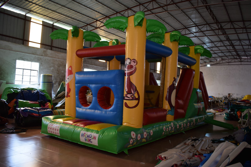 Classic Inflatable Obstacle Courses Forest Animals Palm Trees Lead - Freem Small Size inflatable obstacle course