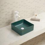 Dirt Resistant Wash Basin Porcelain Square Shape Complete And Clean Bathroom