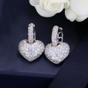 Quality Fashion Crystal CZ Heart Shape Eearring high quality sparking bling Heart Shape Jewelry Earrings Necklace Jewelry Set wholesale