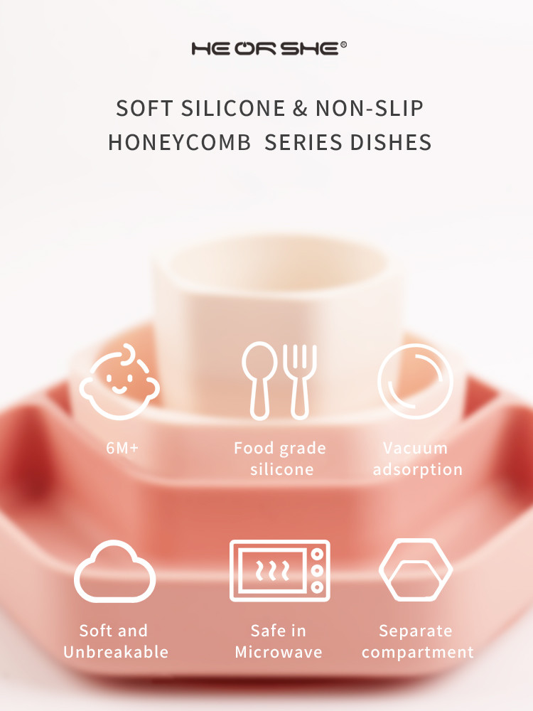 LFGB Certification Portable Tasteless Silicone Suction Baby Plate