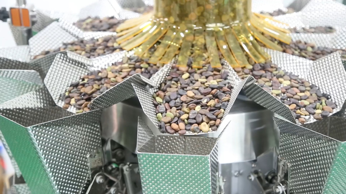 10 Head Multihead Weigher Machine For Snacks Food Popcorn Pasta Sunflower Seeds