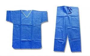 Quality 3XL Dark Blue SMS Disposable Scrub Suit With Short Sleeve wholesale